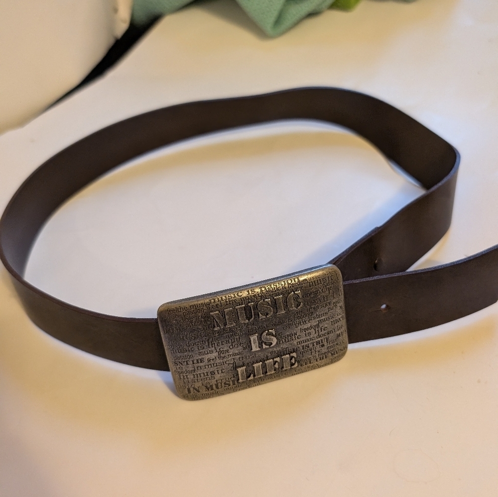 Brown Leather Belt with Silver Buckle